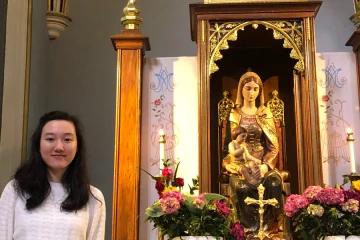 Emma Larson, who became Catholic after hearing a perfomance of the Ave Maria, at Holy Rosary Cathedral in Vancouver. Credit: The B.C. Catholic.